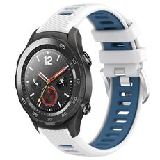 Per Huawei Watch 2 20mm Cinturino sportivo in silicone con fibbia in acciaio bicolore (bianco + blu)