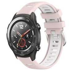 Per Huawei Watch 2 20mm Cinturino sportivo in silicone con fibbia in acciaio bicolore (rosa + bianco)