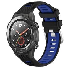 Per Huawei Watch 2 20mm Cinturino sportivo in silicone con fibbia in acciaio bicolore (nero + blu)