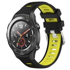 Per Huawei Watch 2 20mm Cinturino sportivo in silicone con fibbia in acciaio bicolore (nero + verde lime)