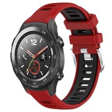 Per Huawei Watch 2 20mm Cinturino sportivo in silicone con fibbia in acciaio bicolore (rosso + nero)