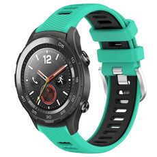 Per Huawei Watch 2 20mm Cinturino sportivo in silicone con fibbia in acciaio bicolore (blu lago + nero)