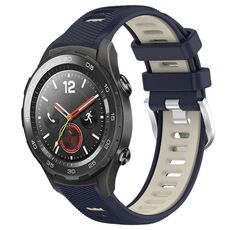 Per Huawei Watch 2 20mm Cinturino sportivo in silicone con fibbia in acciaio bicolore (blu notte + luce stellare)