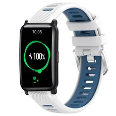 For Honor Watch ES 20mm Cinturino sportivo in silicone con fibbia in acciaio bicolore (bianco + blu)