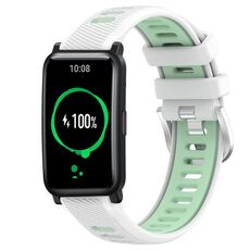 For Honor Watch ES 20mm Cinturino sportivo in silicone con fibbia in acciaio bicolore (bianco + verde acqua)
