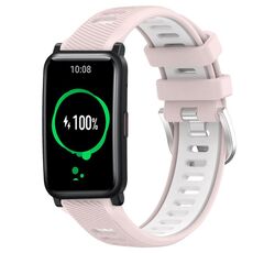 For Honor Watch ES 20mm Cinturino sportivo in silicone con fibbia in acciaio bicolore (rosa + bianco)