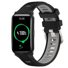 For Honor Watch ES 20mm Cinturino sportivo in silicone con fibbia in acciaio bicolore (nero + grigio)