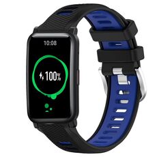 For Honor Watch ES 20mm Cinturino sportivo in silicone con fibbia in acciaio bicolore (nero + blu)