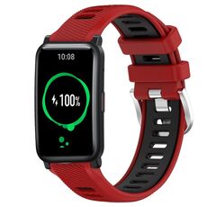 For Honor Watch ES 20mm Cinturino sportivo in silicone con fibbia in acciaio bicolore (rosso + nero)