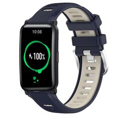 For Honor Watch ES 20mm Cinturino sportivo in silicone con fibbia in acciaio bicolore (blu notte + luce stellare)
