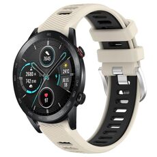 Per Honor MagicWatch2 42mm 20mm Cinturino sportivo in silicone con fibbia in acciaio bicolore (Starlight + nero)