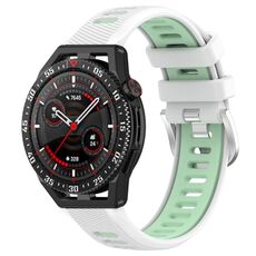 Per Huawei Watch GT3 SE 22mm Cinturino sportivo in silicone con fibbia in acciaio bicolore (bianco + verde acqua)