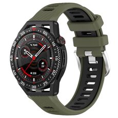 Per Huawei Watch GT3 SE 22mm Cinturino sportivo in silicone con fibbia in acciaio bicolore (verde militare + nero)