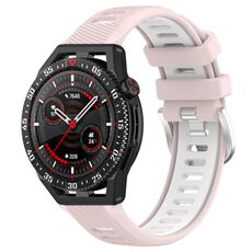 Per Huawei Watch GT3 SE 22mm Cinturino sportivo in silicone con fibbia in acciaio bicolore (rosa + bianco)