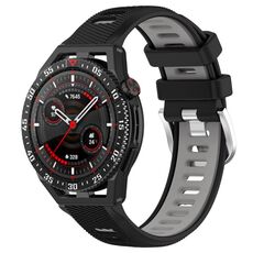Per Huawei Watch GT3 SE 22mm Cinturino sportivo in silicone con fibbia in acciaio bicolore (nero + grigio)