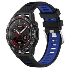 Per Huawei Watch GT3 SE 22mm Cinturino sportivo in silicone con fibbia in acciaio bicolore (nero + blu)