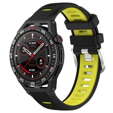 Per Huawei Watch GT3 SE 22mm Cinturino sportivo in silicone con fibbia in acciaio bicolore (nero + verde lime)