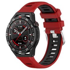 Per Huawei Watch GT3 SE 22mm Cinturino sportivo in silicone con fibbia in acciaio bicolore (rosso + nero)