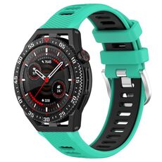 Per Huawei Watch GT3 SE 22mm Cinturino sportivo in silicone con fibbia in acciaio bicolore (lago blu + nero)