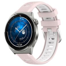 Per Huawei Watch GT3 Pro 46mm 22mm Cinturino sportivo in silicone con fibbia in acciaio bicolore (rosa + bianco)