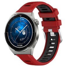 Per Huawei Watch GT3 Pro 46mm 22mm Cinturino sportivo in silicone con fibbia in acciaio bicolore (rosso + nero)