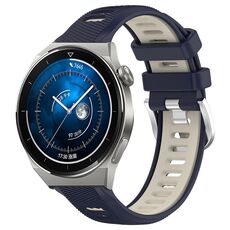 Per Huawei Watch GT3 Pro 46mm 22mm Cinturino sportivo in silicone con fibbia in acciaio bicolore (blu notte + luce stellare)
