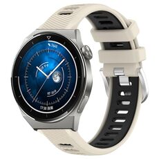 Per Huawei Watch GT3 Pro 46mm 22mm Cinturino sportivo in silicone con fibbia in acciaio bicolore (Starlight + nero)