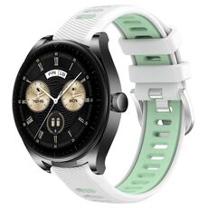 Per Huawei Watch Buds 22mm Cinturino sportivo in silicone con fibbia in acciaio bicolore (bianco + verde acqua)