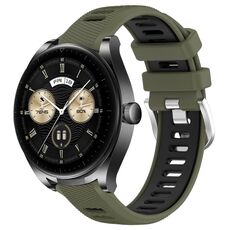 Per Huawei Watch Buds 22mm Cinturino sportivo in silicone con fibbia in acciaio bicolore (verde militare + nero)
