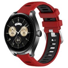 Per Huawei Watch Buds 22mm Cinturino sportivo in silicone con fibbia in acciaio bicolore (rosso + nero)