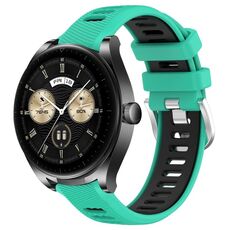 Per Huawei Watch Buds 22mm Cinturino sportivo in silicone con fibbia in acciaio bicolore (lago blu + nero)