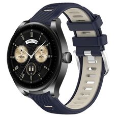 Per Huawei Watch Buds 22mm Cinturino sportivo in silicone con fibbia in acciaio bicolore (blu notte + luce stellare)