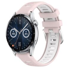 Per Huawei Watch GT3 46mm 22mm Cinturino sportivo in silicone con fibbia in acciaio bicolore (rosa + bianco)