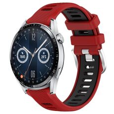Per Huawei Watch GT3 46mm 22mm Cinturino sportivo in silicone con fibbia in acciaio bicolore (rosso + nero)
