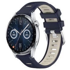 Per Huawei Watch GT3 46mm 22mm Cinturino sportivo in silicone con fibbia in acciaio bicolore (blu notte + luce stellare)