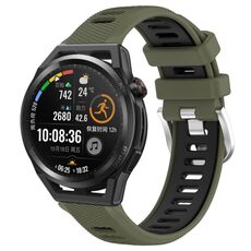 Per Huawei Watch GT Runner 22mm Cinturino sportivo in silicone con fibbia in acciaio bicolore (verde militare + nero)