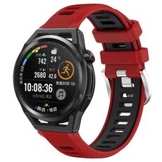 Per Huawei Watch GT Runner 22mm Cinturino sportivo in silicone con fibbia in acciaio bicolore (rosso + nero)