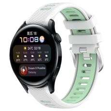 Per Huawei Watch 3 22mm Cinturino sportivo in silicone con fibbia in acciaio bicolore (bianco + verde acqua)