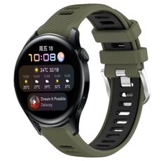 Per Huawei Watch 3 22mm Cinturino sportivo in silicone con fibbia in acciaio bicolore (verde militare + nero)