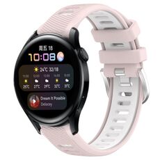 Per Huawei Watch 3 22mm Cinturino sportivo in silicone con fibbia in acciaio bicolore (rosa + bianco)