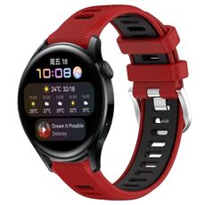 Per Huawei Watch 3 22mm Cinturino sportivo in silicone con fibbia in acciaio bicolore (rosso + nero)