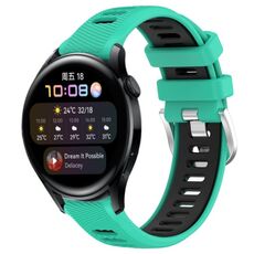 Per Huawei Watch 3 22mm Cinturino sportivo in silicone con fibbia in acciaio bicolore (lago blu + nero)