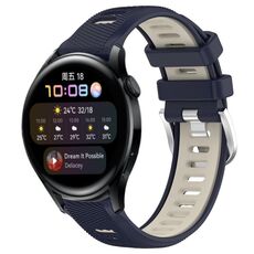 Per Huawei Watch 3 22mm Cinturino sportivo in silicone con fibbia in acciaio bicolore (blu notte + luce stellare)