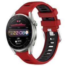 Per Huawei Watch 3 Pro 22mm Cinturino sportivo in silicone con fibbia in acciaio bicolore (rosso + nero)