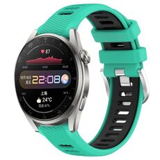 Per Huawei Watch 3 Pro 22mm Cinturino sportivo in silicone con fibbia in acciaio bicolore (blu lago + nero)