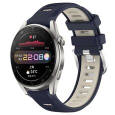 Per Huawei Watch 3 Pro 22mm Cinturino sportivo in silicone con fibbia in acciaio bicolore (blu notte + luce stellare)