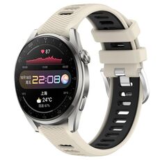 Per Huawei Watch 3 Pro 22mm Cinturino sportivo in silicone con fibbia in acciaio bicolore (Starlight + nero)