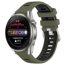 Per Huawei Watch 3 Pro Nuovo cinturino sportivo in silicone con fibbia in acciaio bicolore da 22 mm (verde militare + nero)
