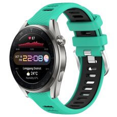 Per Huawei Watch 3 Pro Nuovo cinturino sportivo in silicone con fibbia in acciaio bicolore da 22 mm (blu lago + nero)