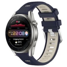 Per Huawei Watch 3 Pro Nuovo cinturino sportivo in silicone con fibbia in acciaio bicolore da 22 mm (blu notte + luce stellare)